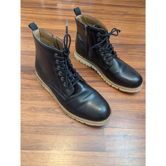 Steve Madden Mens Lace Up Combat Boots Size 12 Black Minimalist Grunge main image 4